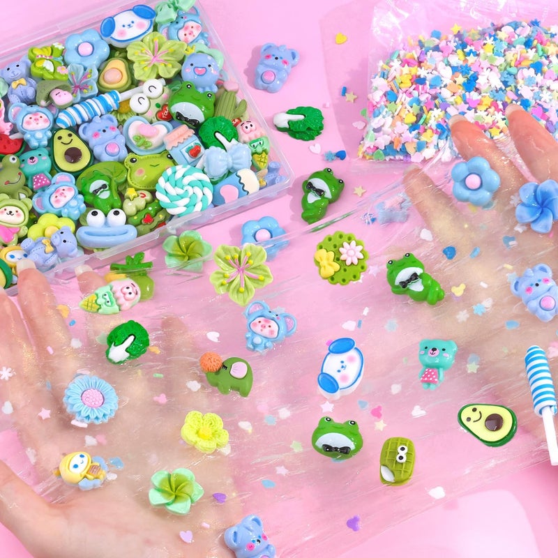 Glitzest 100PCS TINKRSTUFF Green Slime Charms Cute Flatback Resin Charms for Slime, Random Kawaii Decoden Charm for Embellishments Phone Junk Case Charms Bulk, Hairpins Scrapbooking Crafting & DIY Decoration - Image 5